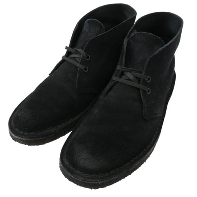 Clarks クラークス ブーツ 21621 Desert Boot スエード デザート ブーツ ブラック系 26cm【中古】