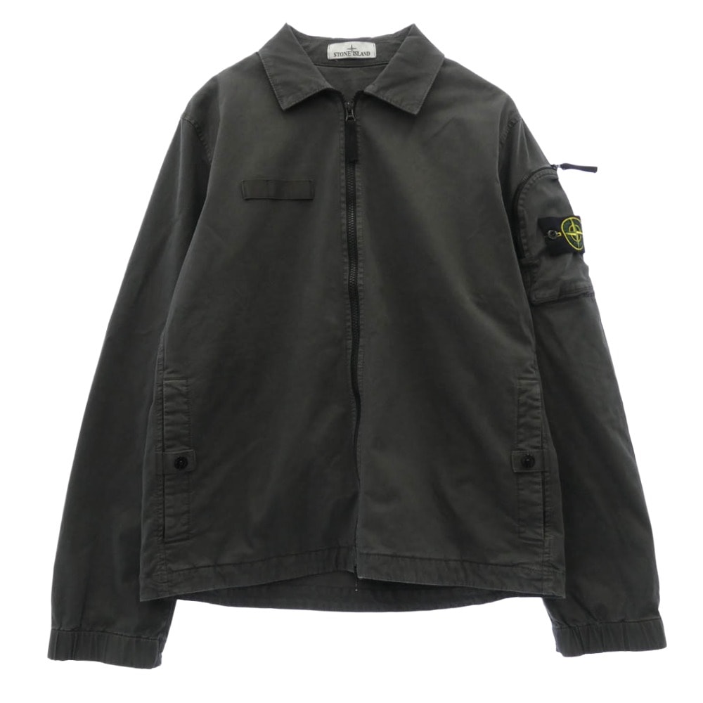STONE ISLAND ストーンアイランド ジャケット 24AW K1S151200003 S0004 ORGANIC STRETCH BROKEN TWILL COTTON ジップアップ 長袖 シャツ ジャケット グレー系 M【中古】