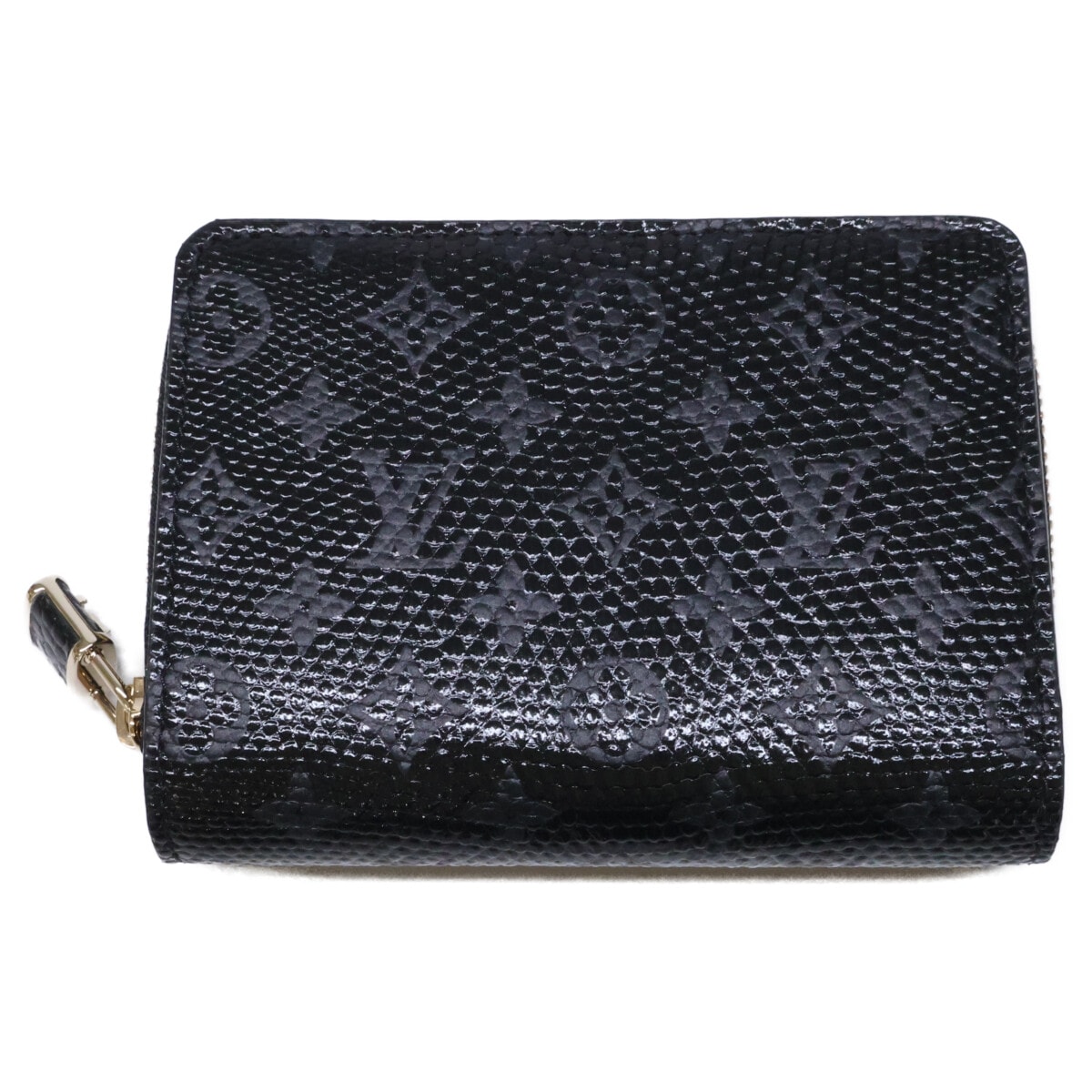 ルイヴィトン ブラック リザードレザー ポルトフォイユ ラウンドジップコンパクトウォレット -