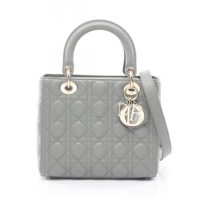 ディオール Dior LADY DIOR ミディアムバッグ カナージュ 2WAY ハンドバッグ バッグ レザー レディース グレー系 M0565ONGEM41G 【新品】