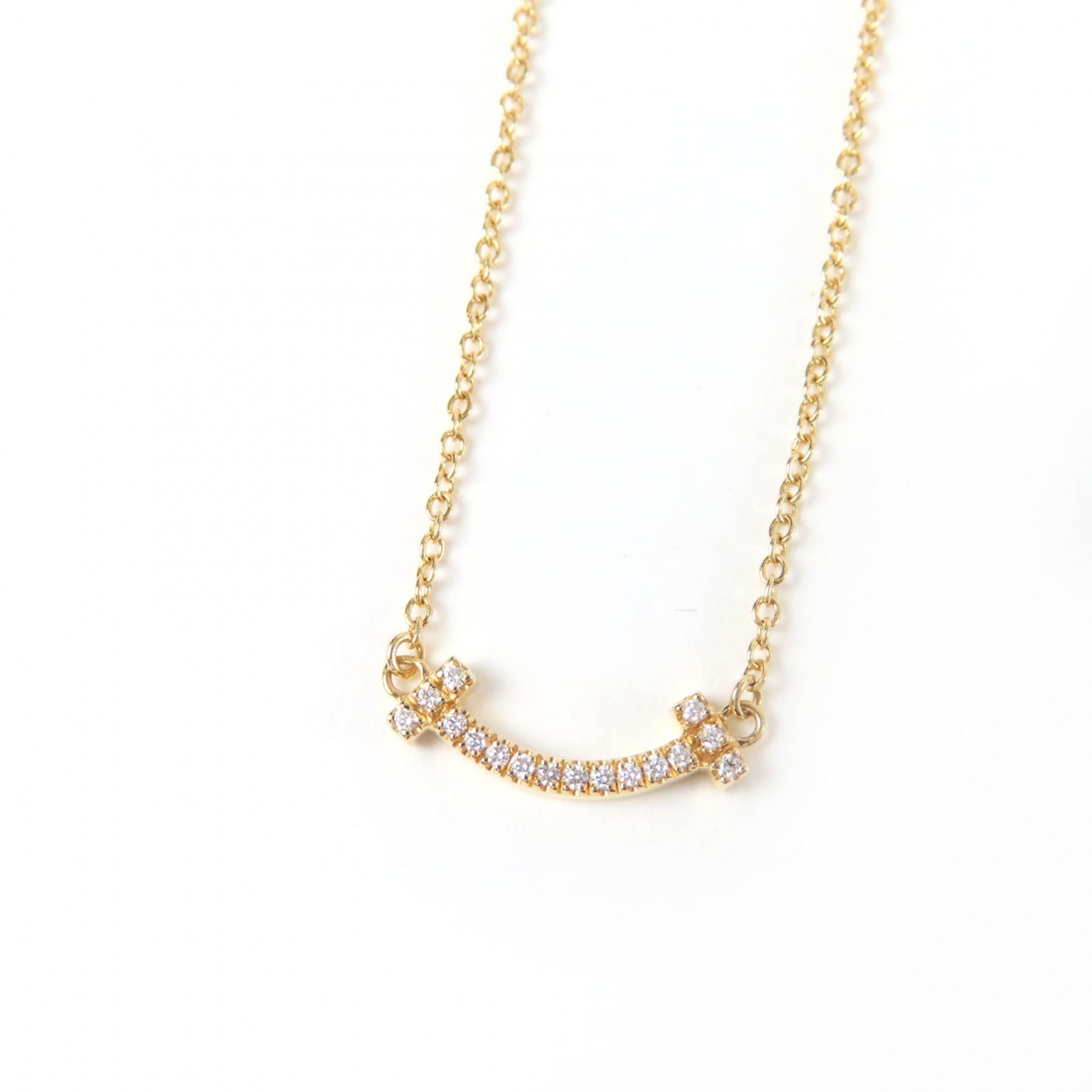 極美品 ティファニー ネックレス スマイル ペンダント ミニ イエローゴールド