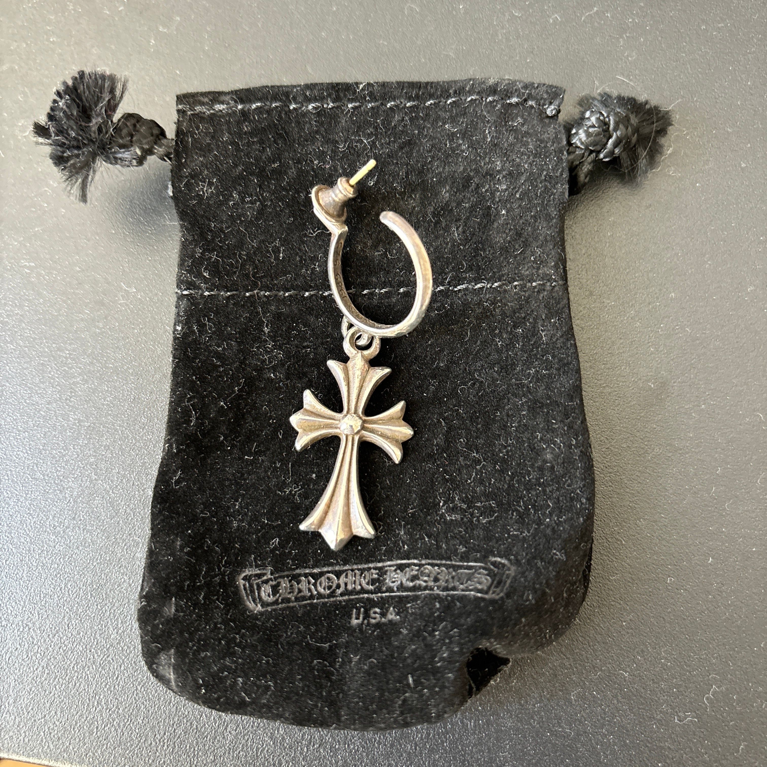 Chrome Hearts Hoop CH Cross Earrings "Silver"