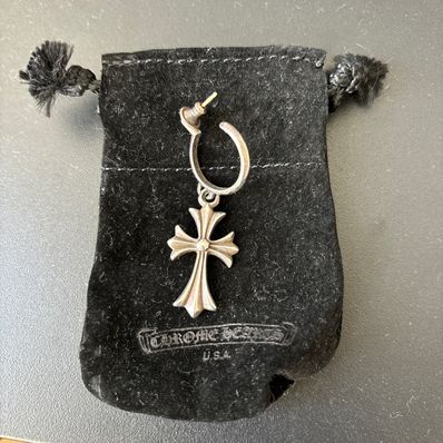 Chrome Hearts Hoop CH Cross Earrings "Silver"