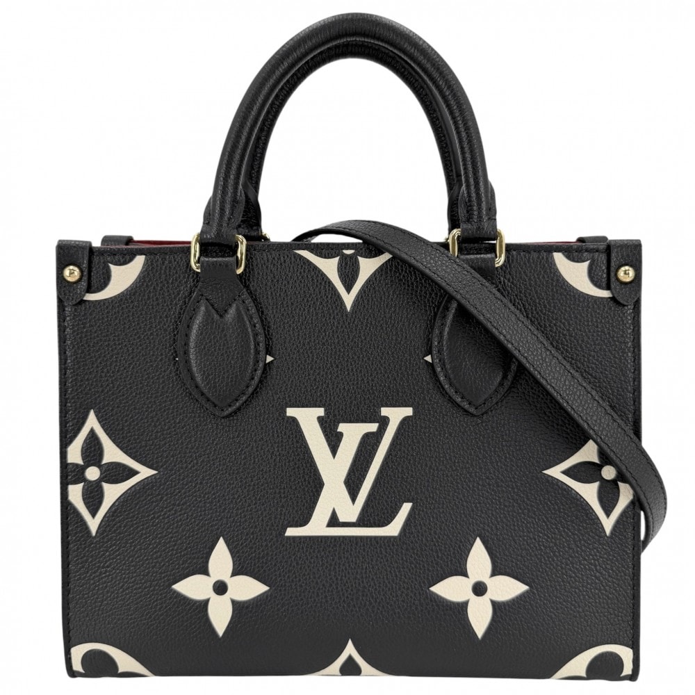 LOUIS VUITTON ルイヴィトン 2WAY バイカラーモノグラムアンプラント オンザゴーPM ハンドバッグ ショルダーバッグ 肩掛け 斜め掛け M45659    ブラック 黒 ベージュ ゴールド金具 レディース 美品【中古品】