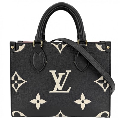 LOUIS VUITTON ルイヴィトン 2WAY バイカラーモノグラムアンプラント オンザゴーPM ハンドバッグ ショルダーバッグ 肩掛け 斜め掛け M45659 ブラック 黒 ベージュ ゴールド金具 レディース 美品【中古品】