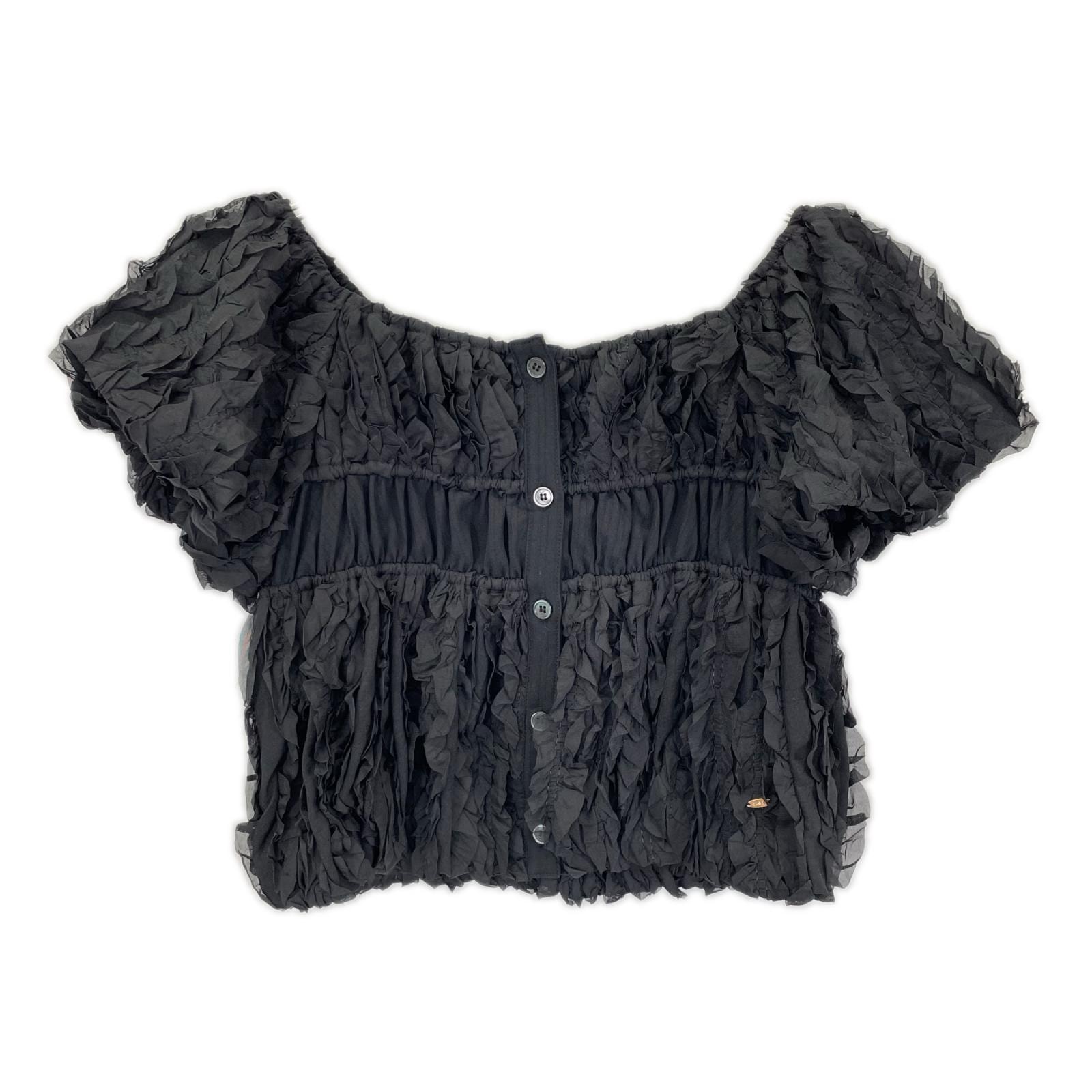クラネ 10122-4153 ブラック W FACE TOPSTITCHED FRILL TOPS 1