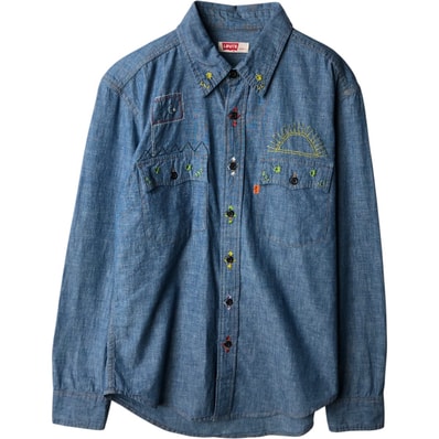 古着 70年代 リーバイス Levi's リメイク オレンジタブ 長袖 デニムウエスタンシャツ レディースS相当 ヴィンテージ/eaa637813