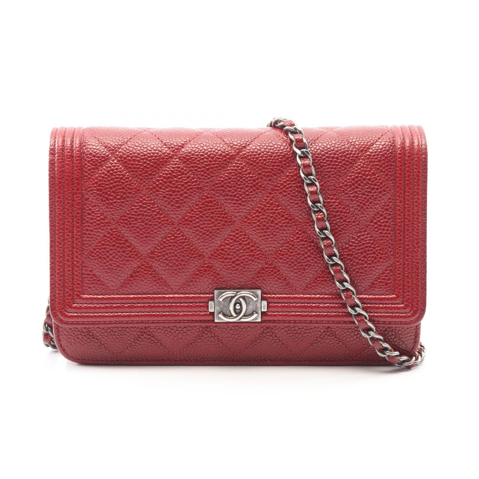 シャネル CHANEL ボーイシャネル マトラッセ ショルダーバッグ バッグ キャビアスキン(グレインドカーフ) レディース レッド系 【中古】