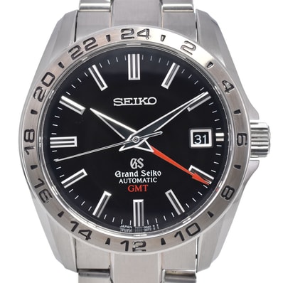 セイコー SEIKO SBGM001/9S56-00A0 グランドセイコー GMT デイト SS ブラック メンズ 美品 腕時計 L#145834