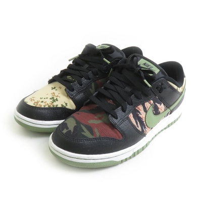 NIKE ナイキ スニーカー 8 DUNK LOW SE BLACK MULTI CAMO キャンバス/レザー ブラック/カーキ系 メンズ【中古】 h32208i
