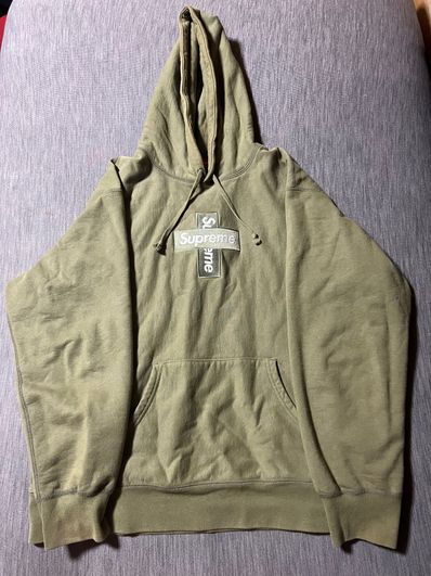 Supreme Cross Box Logo Hooded Sweatshirt "Light Olive"