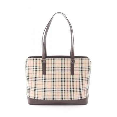 バーバリー BURBERRY ノバチェック トートバッグ バッグ キャンバス レザー レディース ベージュ系 / ブラウン系 / マルチカラー 【中古】