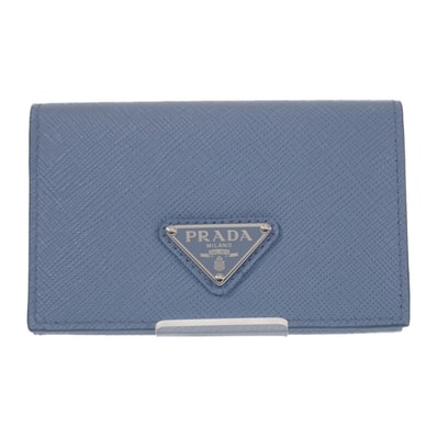 プラダ PRADA サフィアーノトライアングル 1MC110_QHH_F0OZX カードケース サフィアーノ ライトブルー シルバー金具 レディース メンズ【中古】【SAランク】