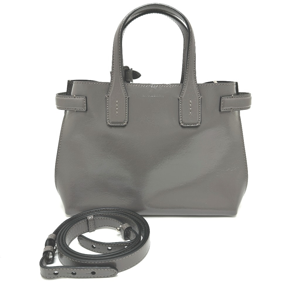 バーバリー BURBERRY ソフトバナー 105054A1209 2WAY ショルダーバッグ ハンドバッグ ポリウレタン グレー