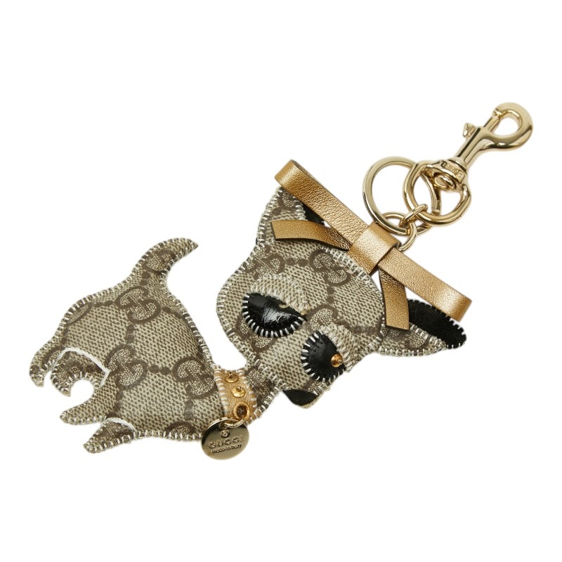 グッチ GGスプリーム グッチョリシリーズ チワワ キーホルダー チャーム ベージュ PVC レザー レディース GUCCI 【中古】