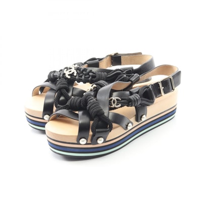 シャネル CHANEL ココマーク サンダル 靴 レザー レディース ブラック系 【中古】
