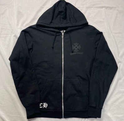 CHROME HEARTS クロムハーツ CHプラスプリント ダガージップアップ パーカー ブラック