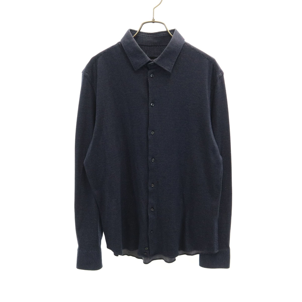 Emporio Armani エンポリオアルマーニ 総柄 長袖 コットンシャツ 42 ネイビー
