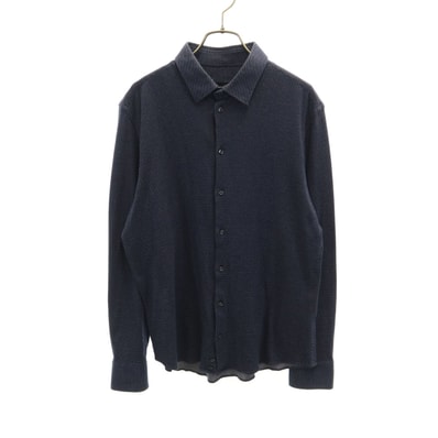 Emporio Armani エンポリオアルマーニ 総柄 長袖 コットンシャツ 42 ネイビー