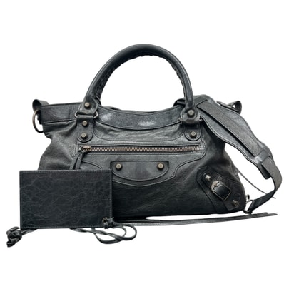 BALENCIAGA 人気 バレンシアガ ザ・ファースト 2way ハンドバッグ ショルダーバッグ 103208 レザー ブラック ゴールド金具 ワンショルダー セミショルダー ユニセックス シティ ミラー付 Y2K Bランク 中古 鑑定済 バレンシアガバッグ