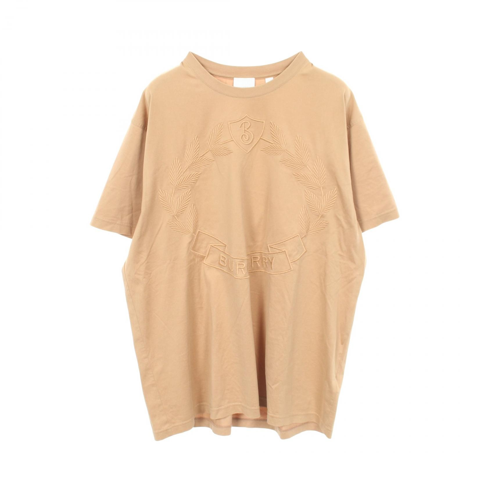 バーバリー BURBERRY ロゴ刺繍 半袖Tシャツ 衣料品 トップス コットン メンズ レディース ベージュ系 【中古】
