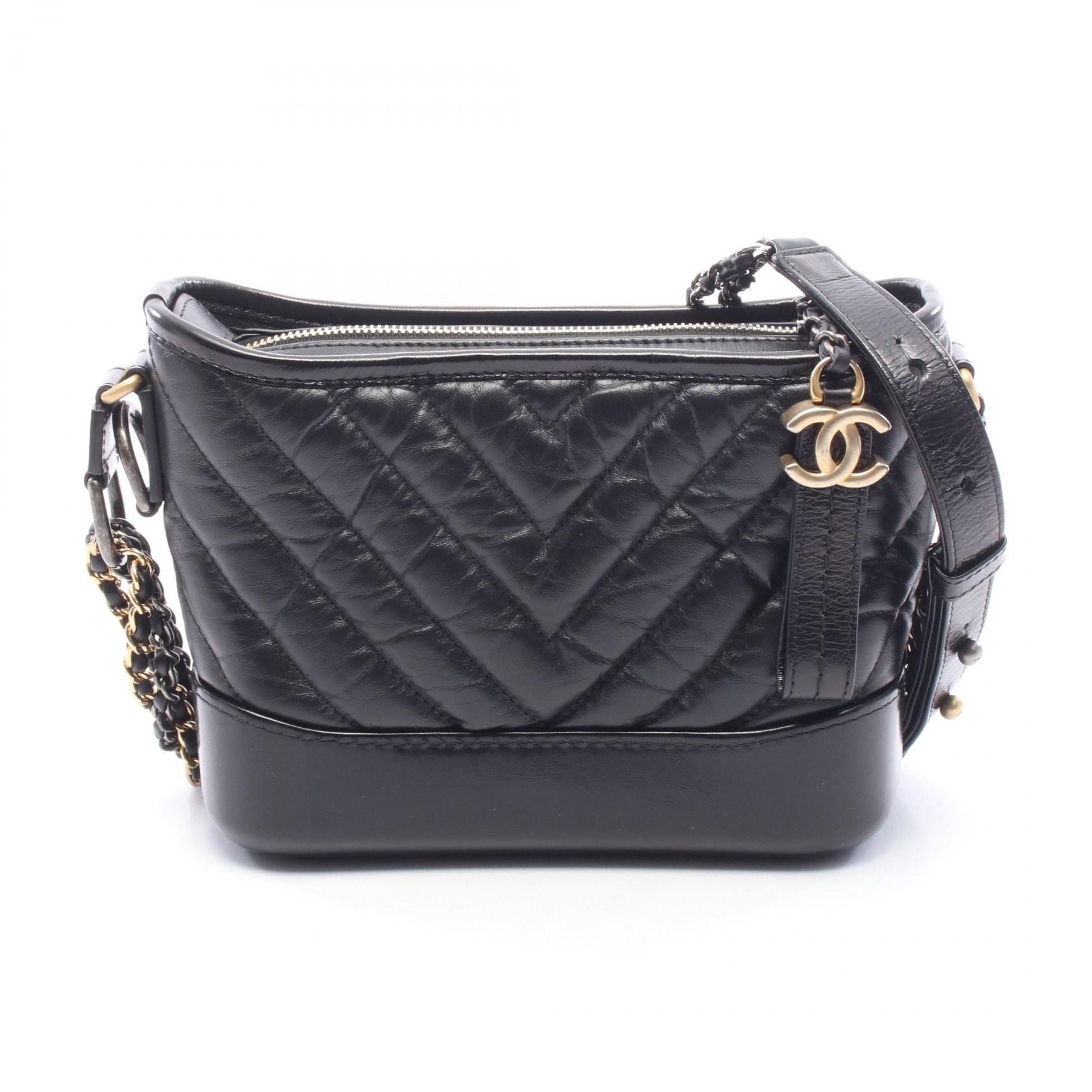 シャネル CHANEL ガブリエル ドゥ シャネル スモール ホーボー コンビ金具 ショルダーバッグ バッグ レザー レディース ブラック系 A91810 【中古】
