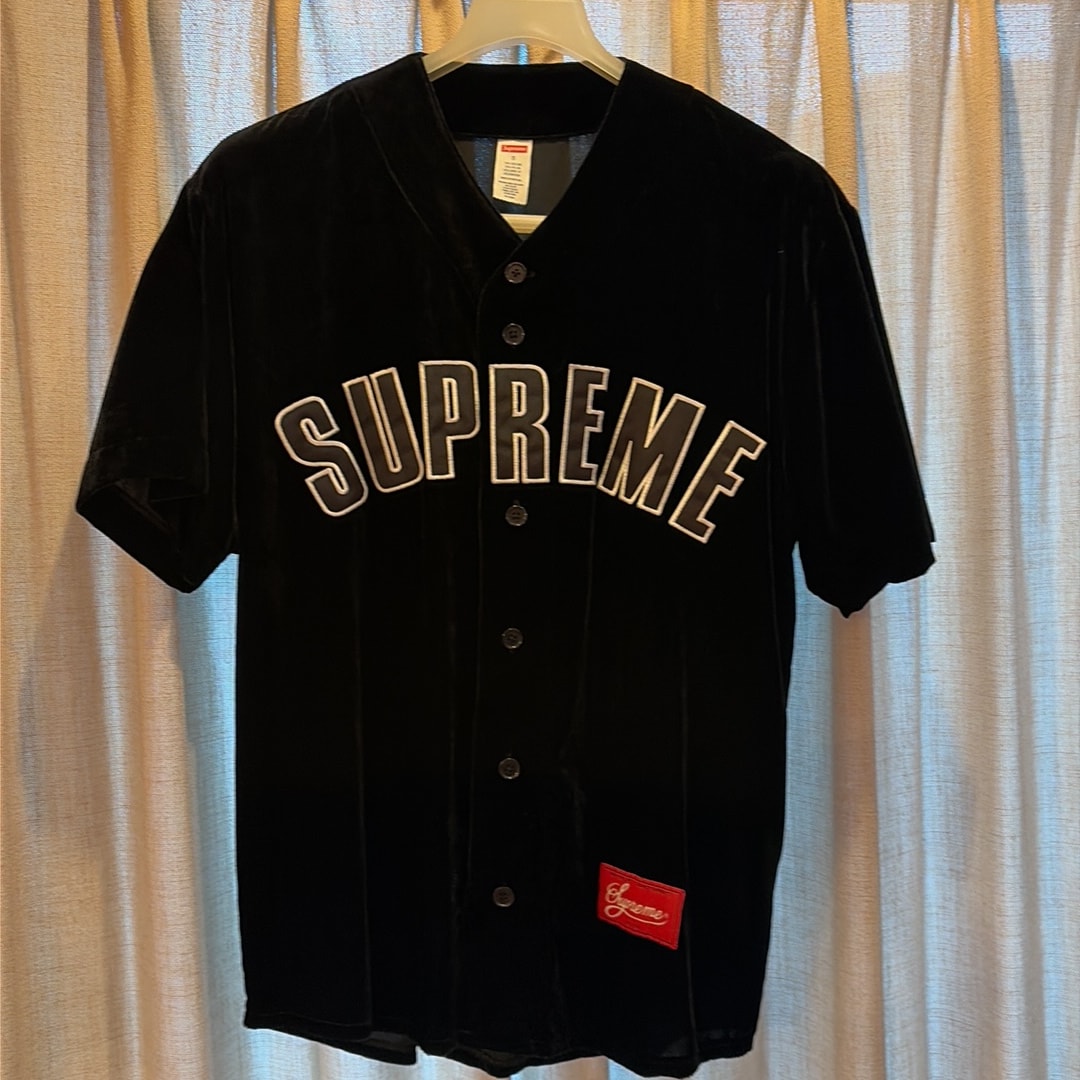 Supreme Velvet Baseball Jersey "Black"