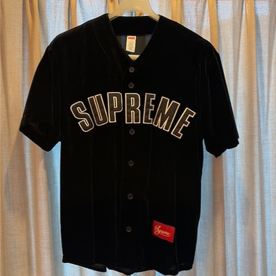 Supreme Velvet Baseball Jersey "Black"