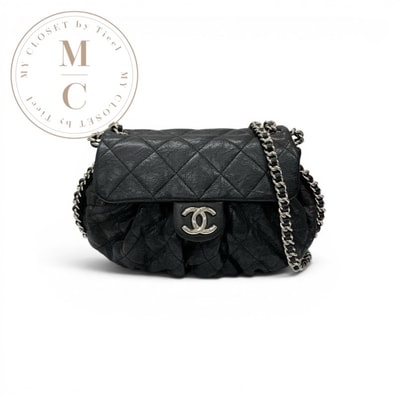 シャネル CHANEL バッグ ショルダーバッグ ブラック シルバー マトラッセ ココマーク チェーンアラウンド