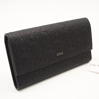 美品 Dior ディオール ディオール グラビティ ロング フラップウォレット 2ESBC328FLG 長財布 ブラック カーフレザー メンズ