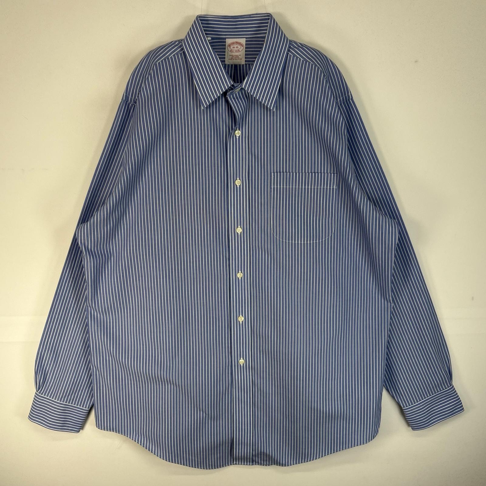 古着 ブルックスブラザーズ Brooks Brothers 長袖シャツ 胸ポケ カラーステイ TRADITIONAL FIT L ブルー系 ストライプ メンズ