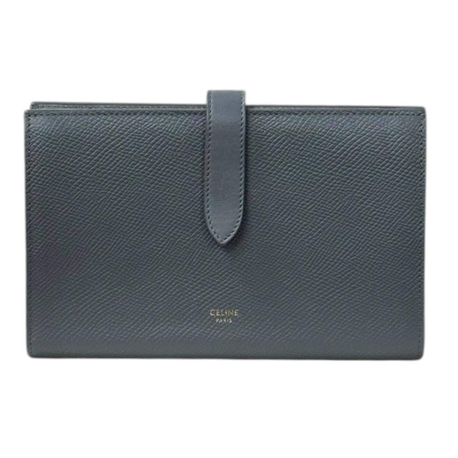 セリーヌ ラージストラップウォレット 二つ折り財布 レザー 10B633BFP 09GM レディース CELINE  中古