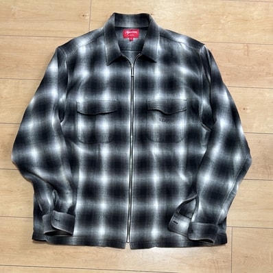 Supreme Shadow Plaid Flannel Zip Up Shirt "Black"