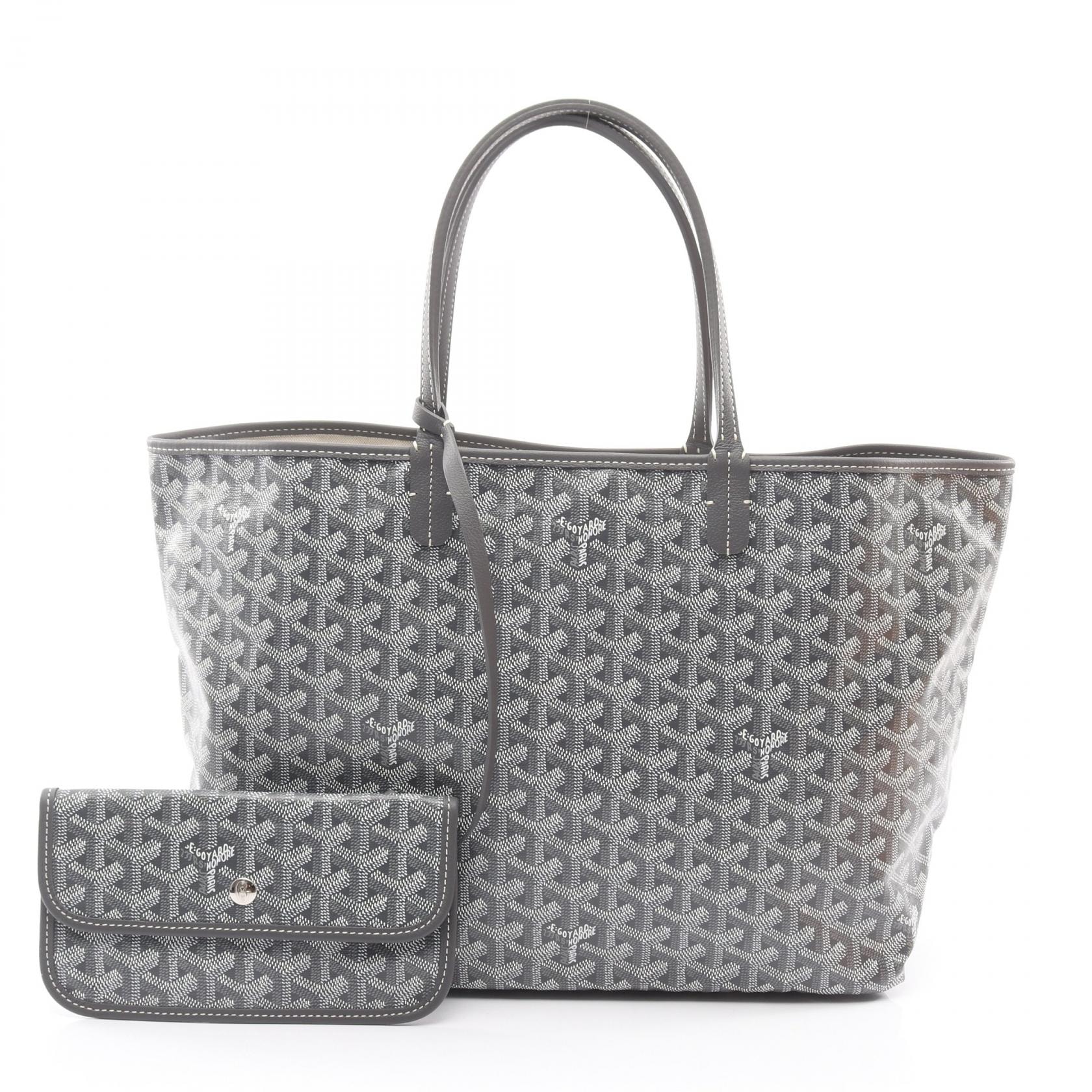 ゴヤール GOYARD サンルイPM トートバッグ バッグ PVCコーティングキャンバス レザー レディース グレー系 / ホワイト系 【中古】