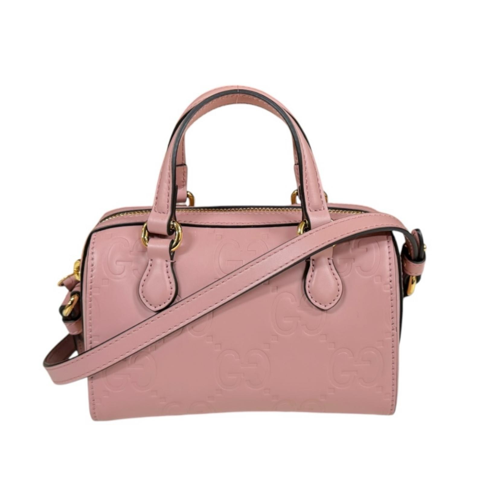 グッチ GGスーパーミニバッグ ショルダーバッグ レザー 790130 ピンク レディース GUCCI  中古