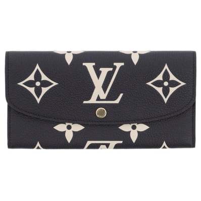 【値下げ】 LOUIS VUITTON ルイ・ヴィトン フラップウォレット ポルトフォイユ エミリー モノグラム アンプラント 長財布 M82340 レザー ブラック レディース【中古】