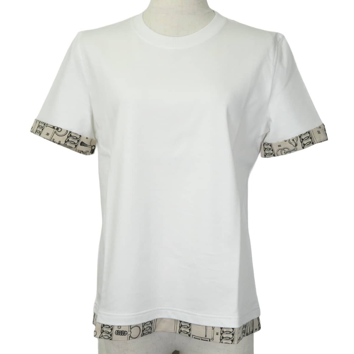 2026年春夏 HERMES エルメス 半袖Tシャツ カイエデュコルポルトゥール プリント 白 (ホワイト) コットン100% #38 H6H4644DC 新品