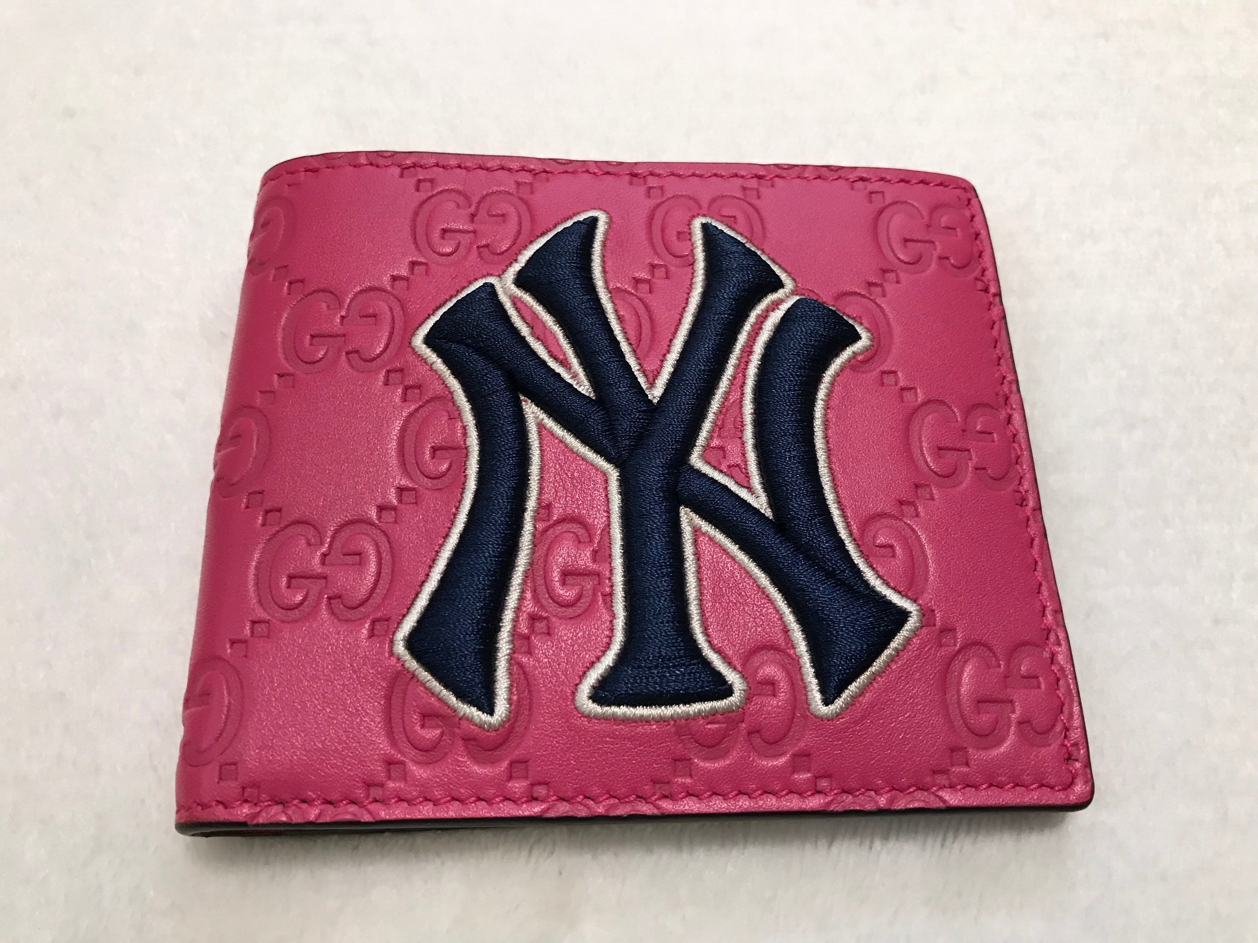 GUCCI x NY Yankees Guccissima Wallet "Pink"