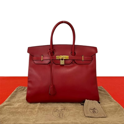 HERMES エルメス バーキン 35 ボックスカーフ ハンドバッグ ルージュヴィフ レッド
48918