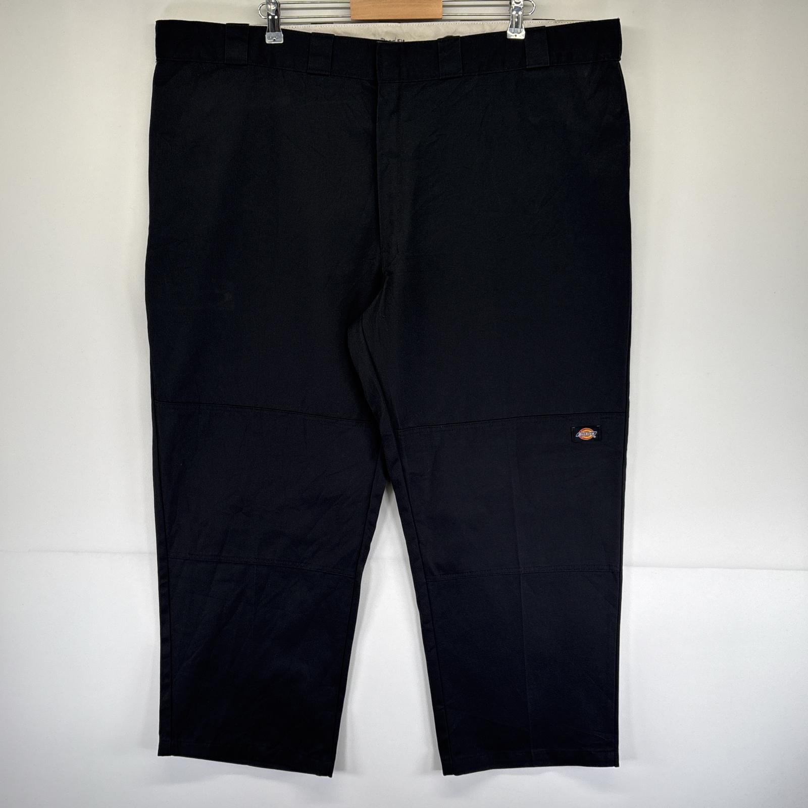 古着 ディッキーズ Dickies ワークパンツ ダブルニー サイドポケット ルーズフィット ワンポイントロゴ w48 L30  ブラック メンズ