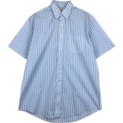 古着 ブルックスブラザーズ Brooks Brothers 346 マルチストライプ 半袖 ボタンダウン ストライプシャツ メンズL相当/eaa644937