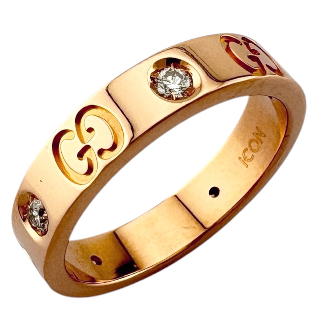 グッチ アイコン ダイヤモンド リング 指輪 9.5号 18金 K18ピンクゴールド ダイヤモンド レディース GUCCI  中古