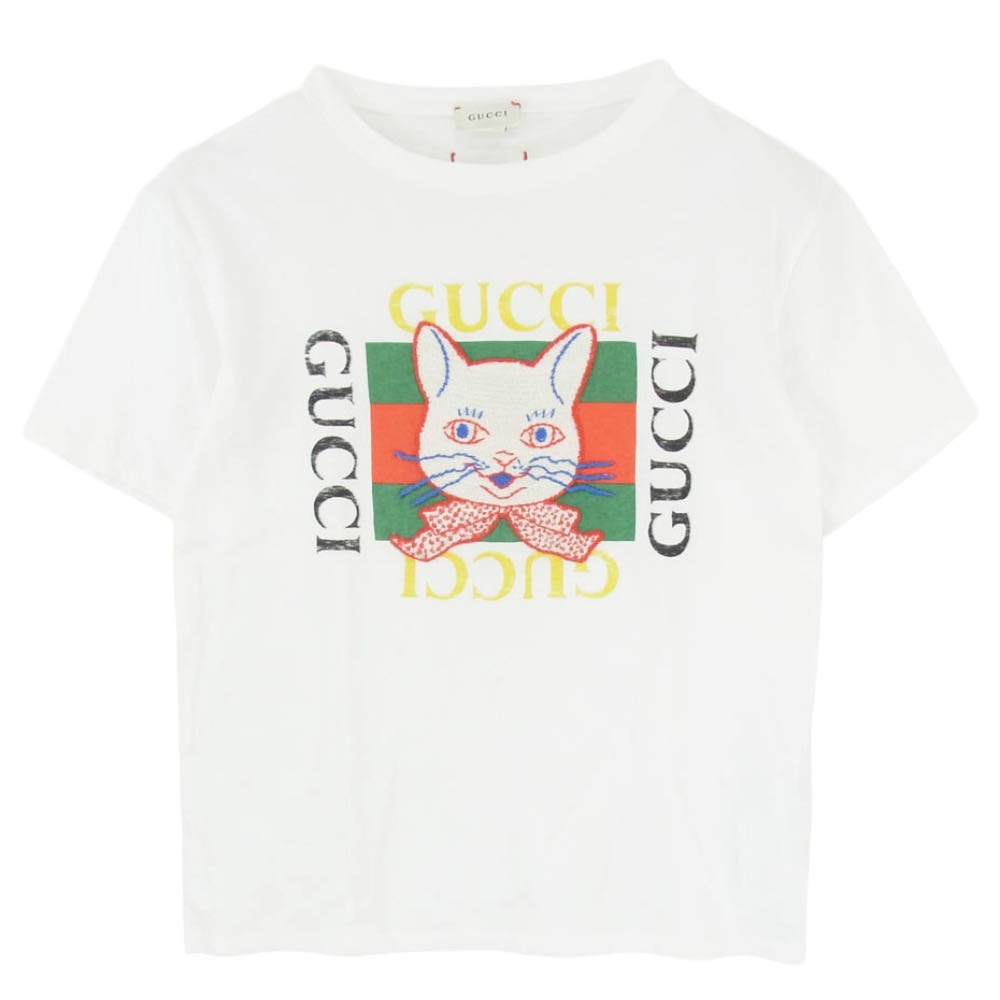 GUCCI グッチ 580991 XJCE9 ヒグチユウコ 猫 プリント 刺繍 半袖 Tシャツ ホワイト系 12【中古】
