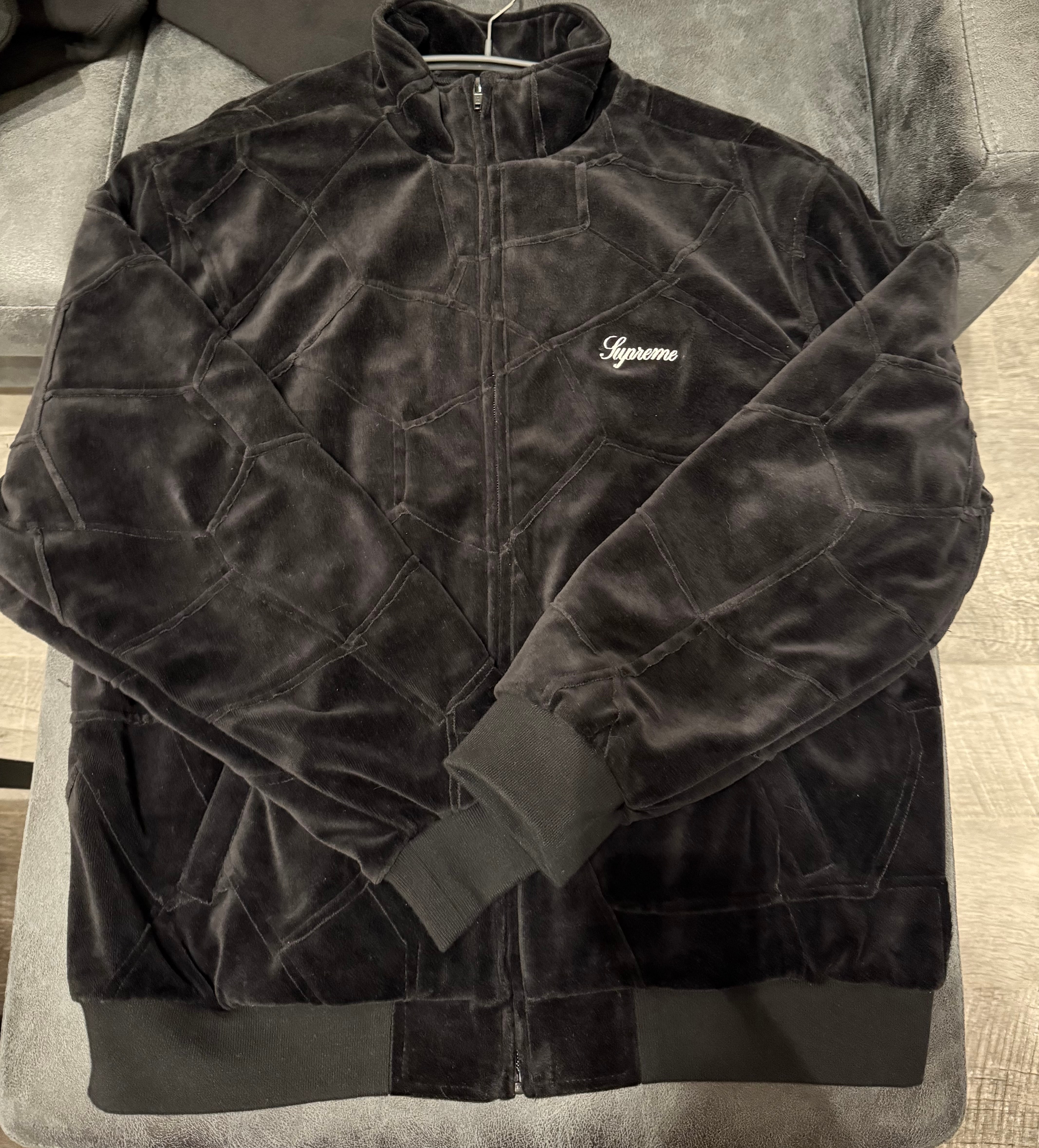Supreme Patchwork Velour Track Jacket "Black"