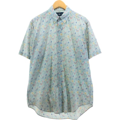 古着 ラルフローレン Ralph Lauren CLASSIC FIT クラシックフィット 総柄 ボタニカル柄 ボタンダウン ハワイアンアロハシャツ メンズM相当/eaa541973