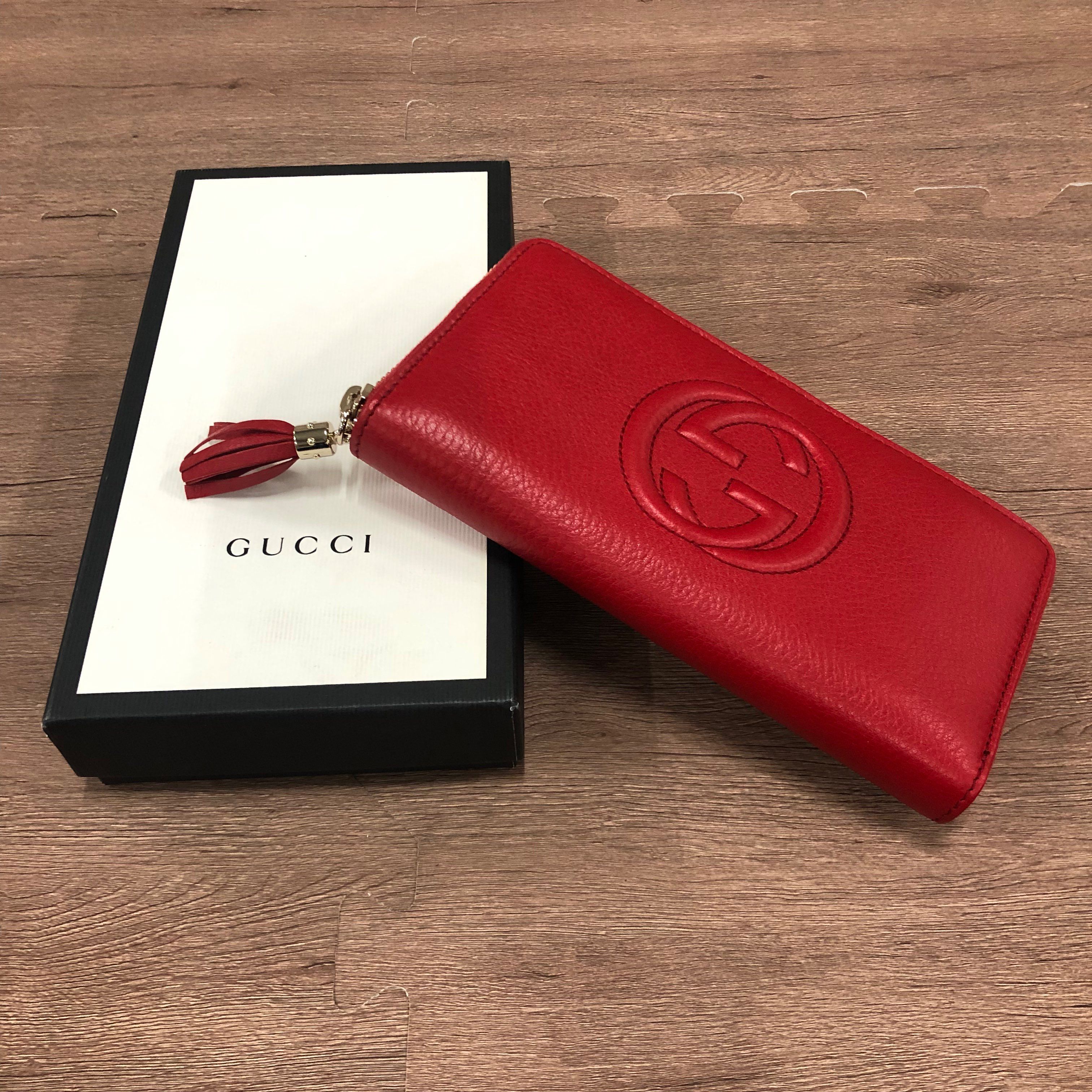 GUCCI Soho Tassel Zip Around Wallet "Red"
