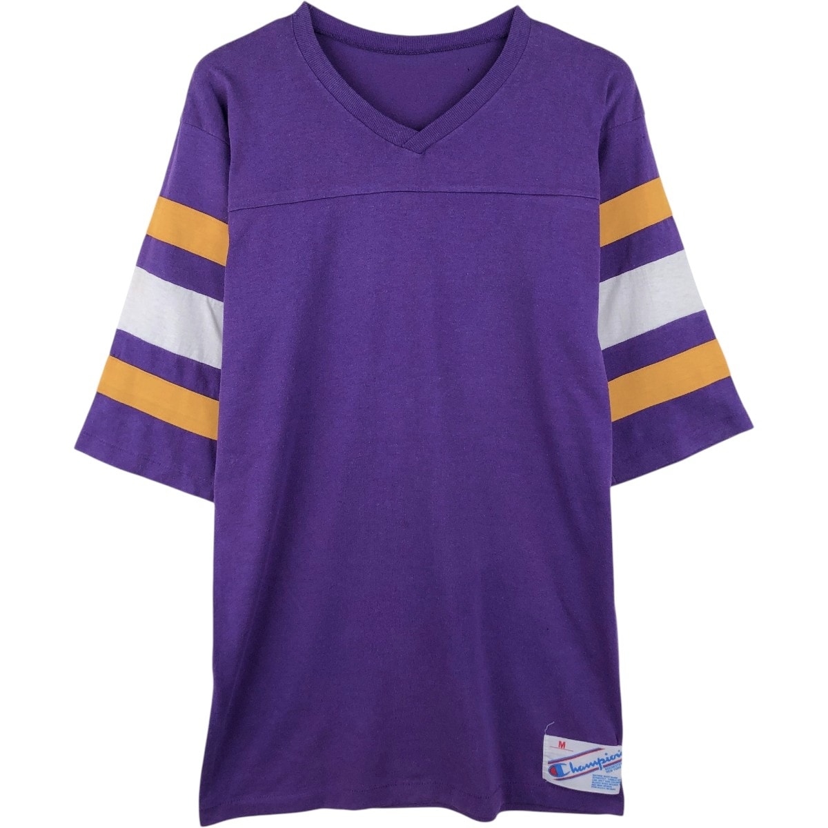 古着 ~90年代 チャンピオン Champion Vネック 五分袖 フットボールTシャツ USA製 メンズM相当 ヴィンテージ/eaa673611