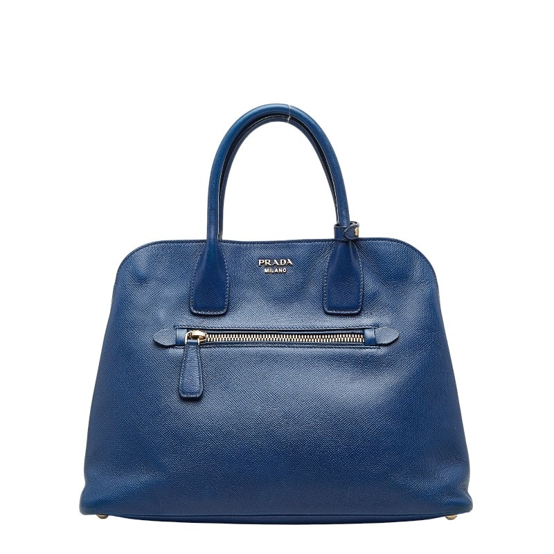 プラダ ハンドバッグ BN2554 ブルー サフィアーノレザー レディース PRADA 【中古】