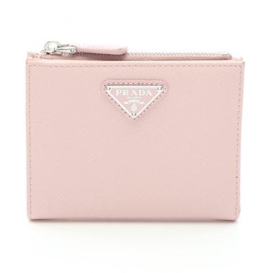 プラダ PRADA SAFFIANO TRIANG 二つ折り財布 財布 サフィアーノレザー レディース ピンク系 ML050 【中古】