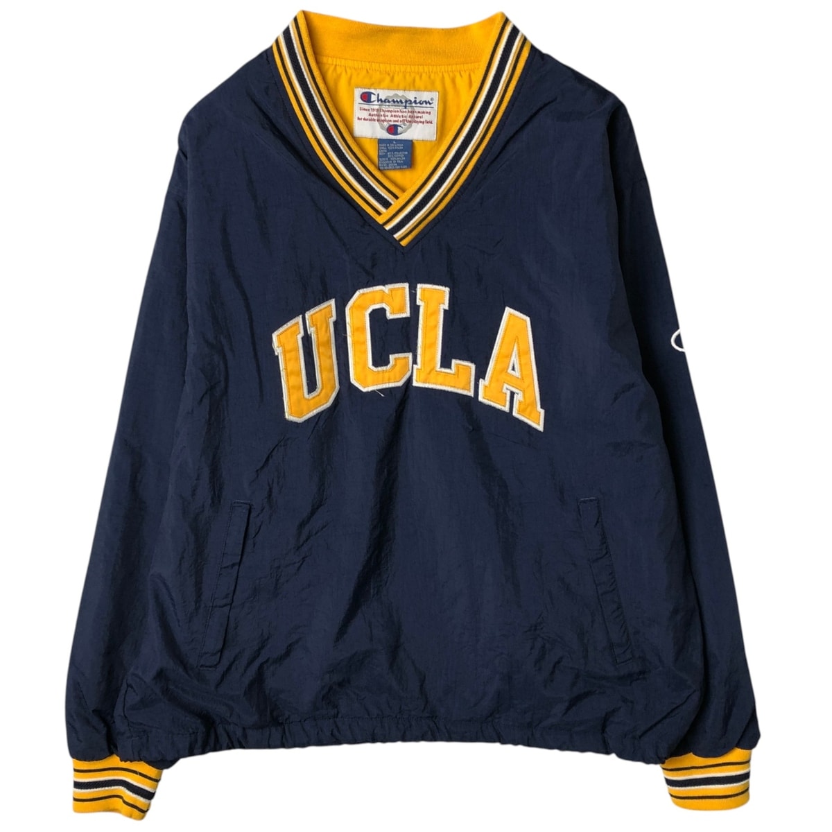古着 90年代 チャンピオン Champion UCLA カリフォルニア大学 ロサンゼルス校 Vネック カレッジ ナイロンプルオーバー メンズL相当 ヴィンテージ/eaa629922